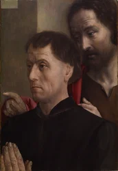 Porträt eines betenden Mannes mit Johannes dem Täufer